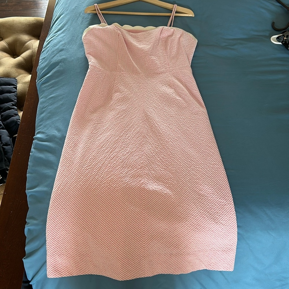 Lilly Pulitzer Womens Vintage Pink Striped Scallop Dress Size 6